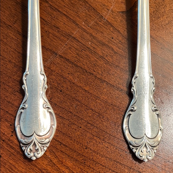 Vintage Deep Silver Serving Spoon and Fork 9” - Picture 3 of 7